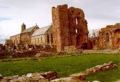 The ruins and church