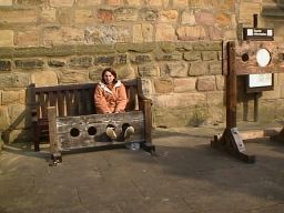 Sitting in the stocks outside on display