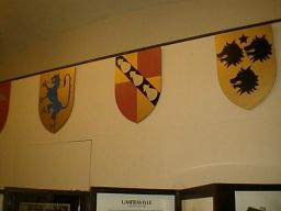 Heraldic shields are also on display