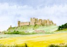Bamburgh Castle - view across rape field